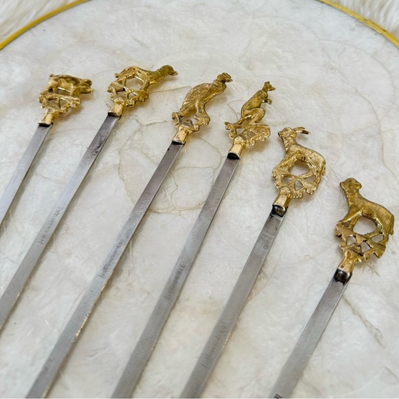 Vintage Brass Whimsical Animal Skewers - Picture 2 of 7